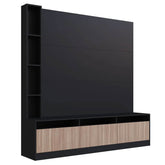 Estante Home e Painel para TV 146cm com 7 nichos e 3 Portas ProDecor Preto Montana